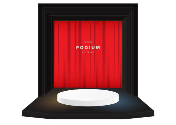 istock Podium black realistic minimal scene for mockup product display on white blackground 1715223833