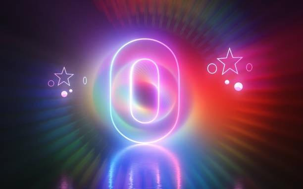 istock Glow in the Dark Number Zero Lettering, Neon Light Colorful 1715234446