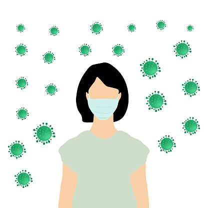 woman wearing mask trying to protect from germs and viruses