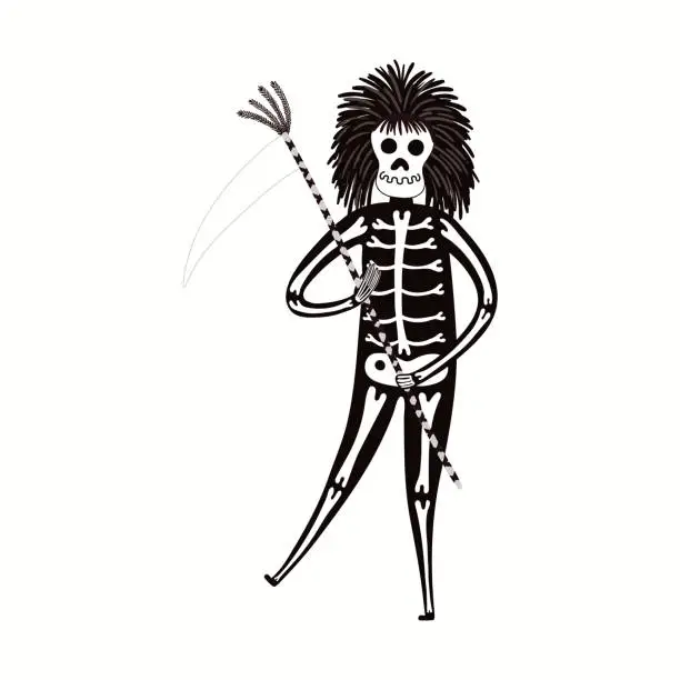 Vector illustration of Man in Colombian carnival Garabato death costume