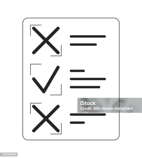 Checklist With Tasks Flat Monochrome Isolated Vector Object Stock ...