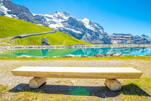 Fallboden lake near Kleine Scheidegg railway station, Jungfrau region in the Bernese Alps, Switzerland travel photo