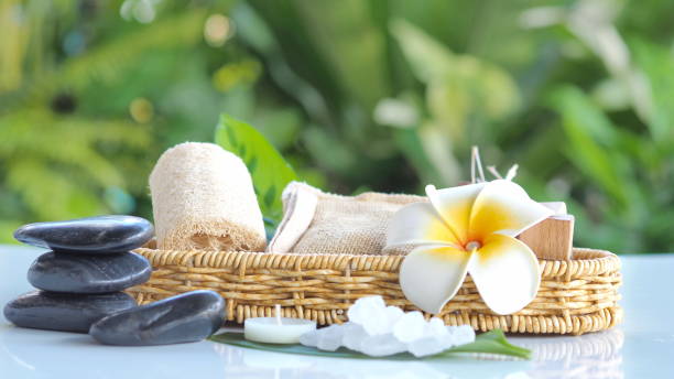 istock Spa accessories,Beautiful composition of spa , spa relax concept, herbs for massage, beautiful sap set on wood table,For marketing products 1715290231