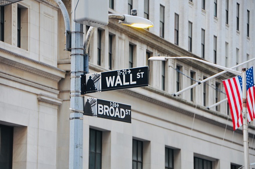Wall street sign new york the most famous and popular financial district in the world august 2023