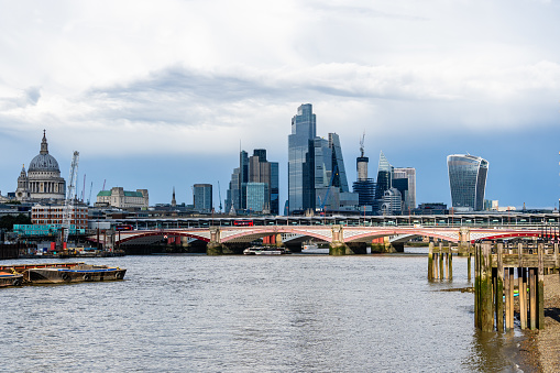 Panoramic View of London Skyline from River Thames during daytime