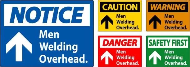 Vector illustration of Danger Sign Men Welding Overhead.