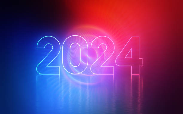 istock Glow in the Dark New Year 2024, Neon Light Colorful 1715324504