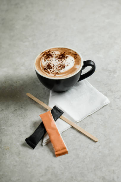 istock Hot Chocolate Coffee include sugar packet, milk isolated on tissue side view cafe breakfast hot drink 1715324543