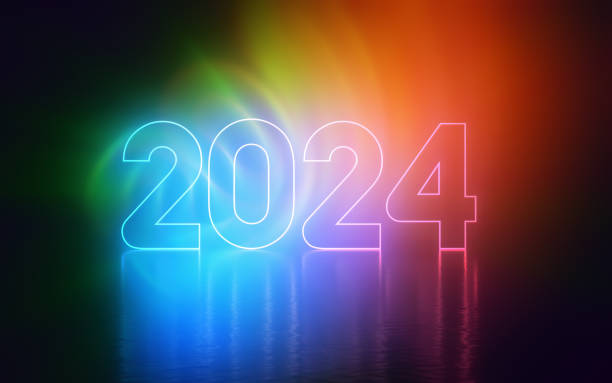 Glow in the Dark New Year 2024, Neon Light Colorful