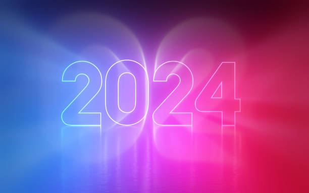 istock Glow in the Dark New Year 2024, Neon Light Colorful 1715325105