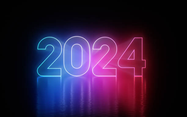 istock Glow in the Dark New Year 2024, Neon Light Colorful 1715325683