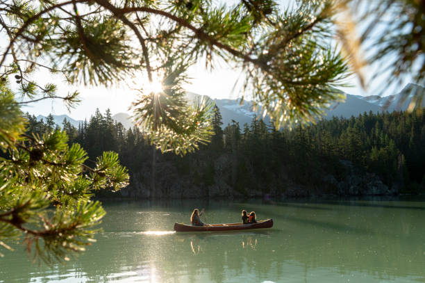 istock Family canoeing on a stunning mountain lake 1715326325