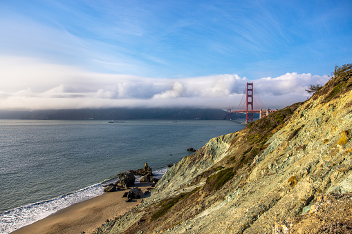 Looking towards the Golden Gate Bridge in  San Francisco,.