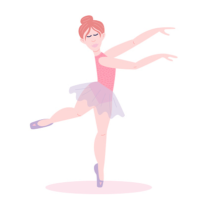 Balerina character vector illustration. Flat style ballet dancer vector.