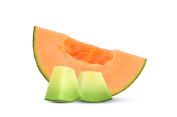 istock Slices of cantaloupe melon isolated on white 1715379266
