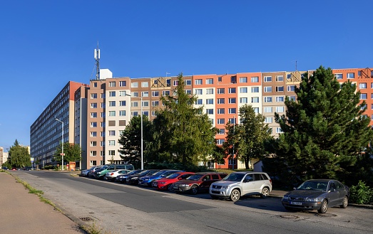 Prague, Czech Republic, September 16, 2023: View of the modern residential quarter of Nove Butovice in the Czech capital on a sunny late afternoon.