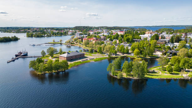 Finnish town Savonlinna surrounded by beautiful lakes as one of the most beautiful cities in Finland Finnish town Savonlinna surrounded by beautiful lakes as one of the most beautiful cities in Finland etela savo finland stock pictures, royalty-free photos & images