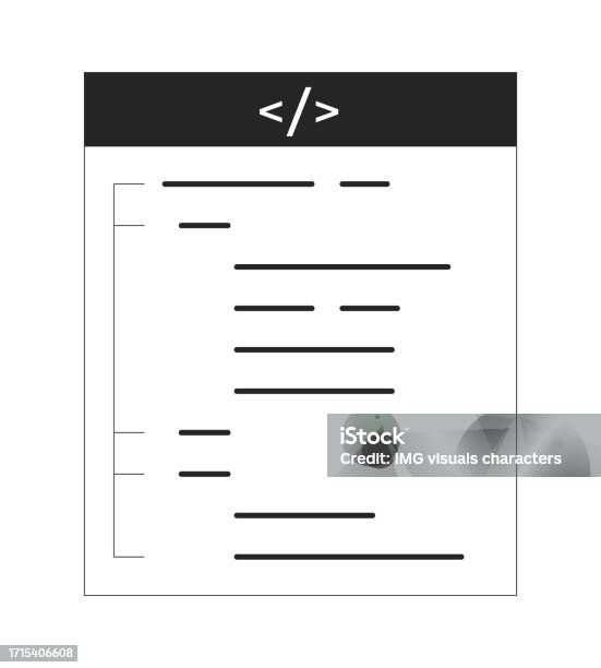 Open Source Code On Web Page Flat Monochrome Isolated Vector Object ...