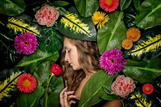 Woman portrait with flowers
