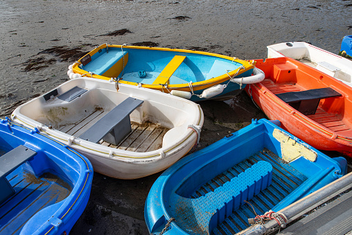 Small colourful boats in the port of Pornichet in Brittany, France