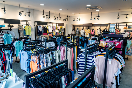 Interior of a clothing store with no people - small business concepts