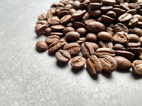 Roasted fresh coffee beans with copy space