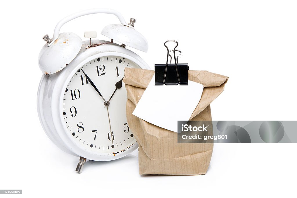 Break breakfast bag and clock XXXL Break breakfast bag and clock 12 O'Clock Stock Photo