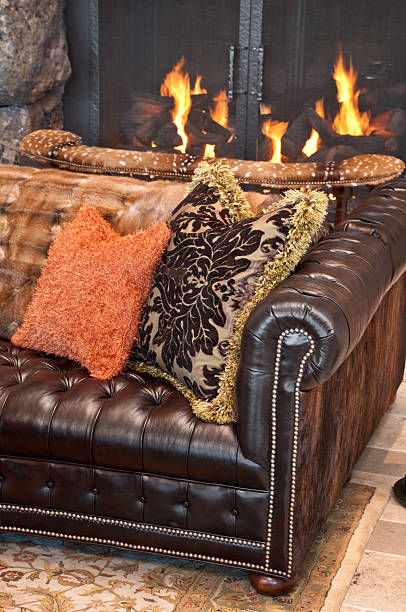 istock Close up of couch and fireplace 171551556