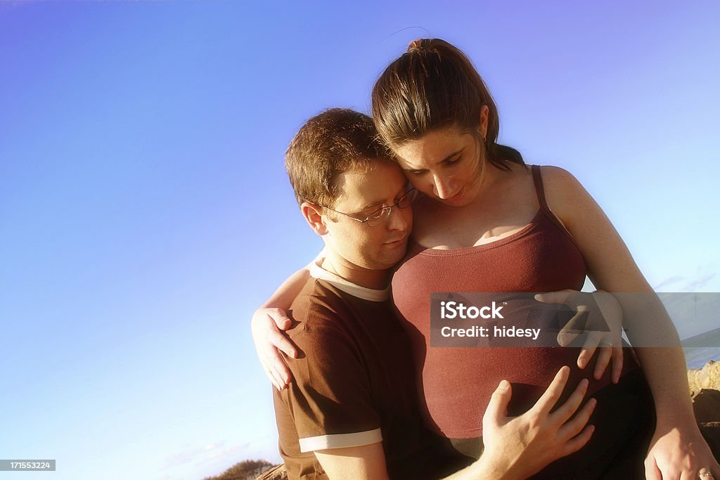 Proud Parents To Be Contemplating the new arrival.  Soft Focus.  Space for copy Abdomen Stock Photo