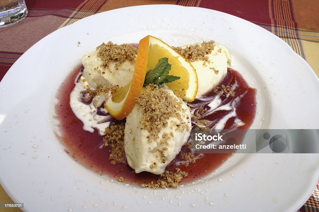 Topfennockerl Typical Austrian dessert: cream dumplings Cute Stock Photo