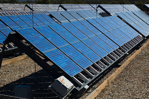 Rows of solar panels. 