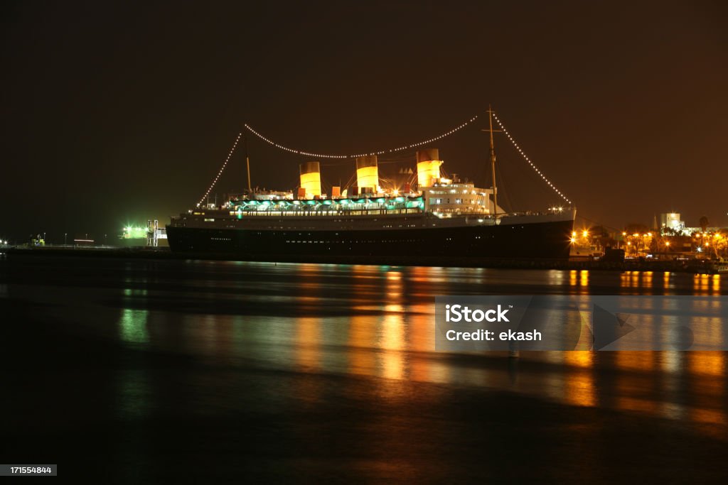 Queen Mary bei Nacht - Lizenzfrei RMS Queen Mary Stock-Foto
