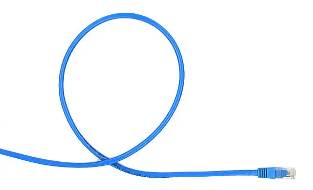 Blue network rj45 cable makes a loop.Related images: