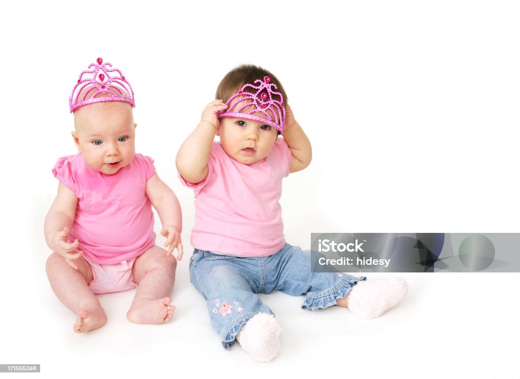 Little Princesses Babies on white Baby - Human Age Stock Photo