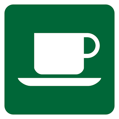 Vector graphic of sign indicating a coffeeshop or rest area nearby