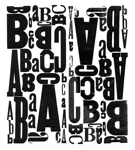 type de bois grunge, des lettres a, b et c - letter b typescript letterpress alphabet photos et images de collection
