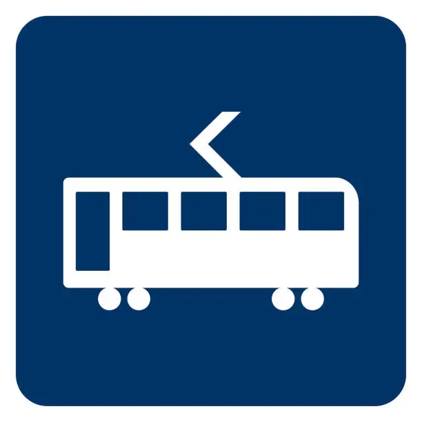 Vector illustration of Tram stop sign