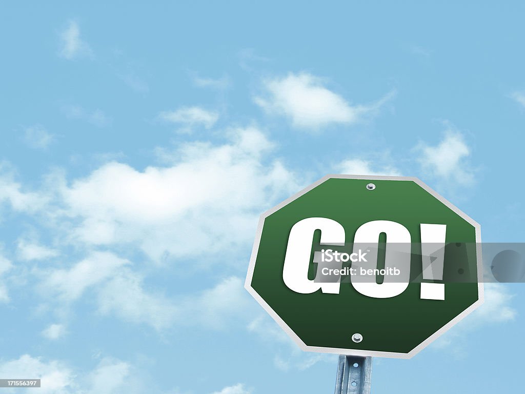 Go!!! Green Go Sign  Beginnings Stock Photo
