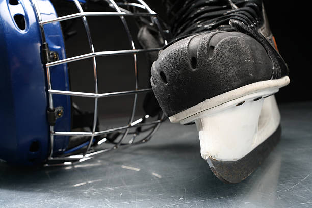 istock Ice skate and hockey helmet 171556441