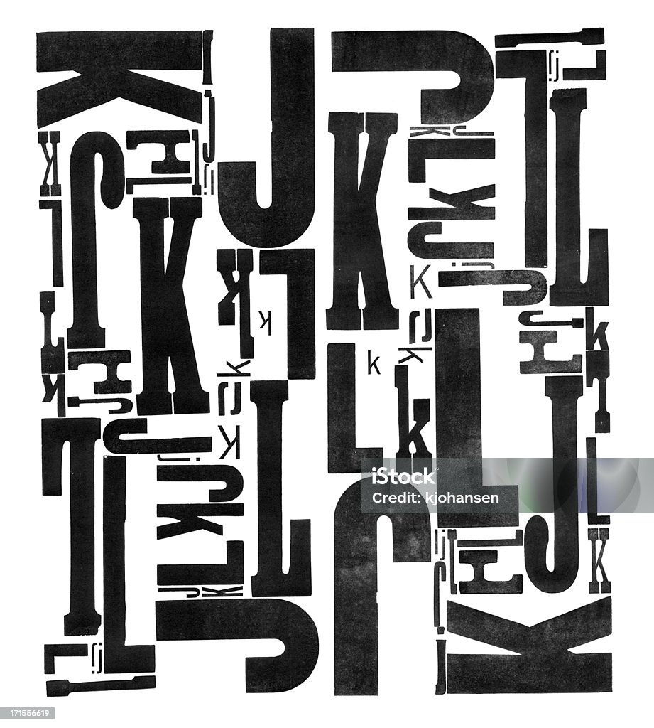 グランジウッドタイプ文字 J K L - 活版印刷のロイ�ヤリティフリーストックフォト