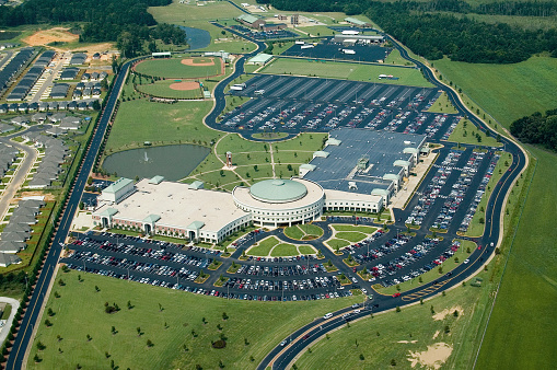 Wholesale warehouses of a popular shopping center near Naples.