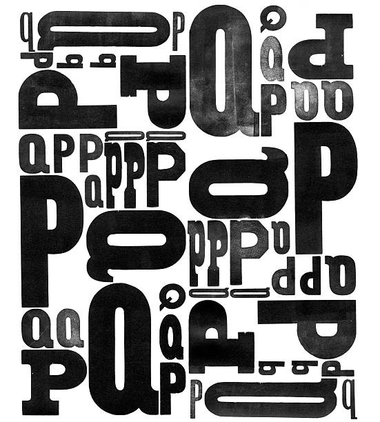 Grunge Wood Type Letters P Q stock photo