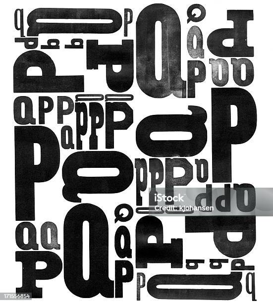 Grunge Wood Type Letters P Q Stock Photo - Download Image Now - Wood - Material, Typescript, Typing