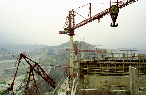 Construction of the Three Gorges Dam in China. Biggest dam project in the World.
