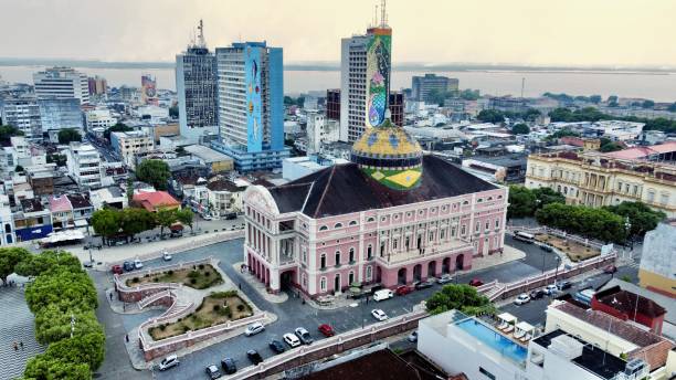 This is the center of Manaus with rio negro in the background
