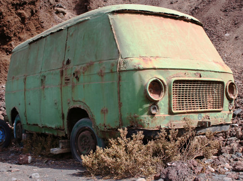 aging old van left to rust