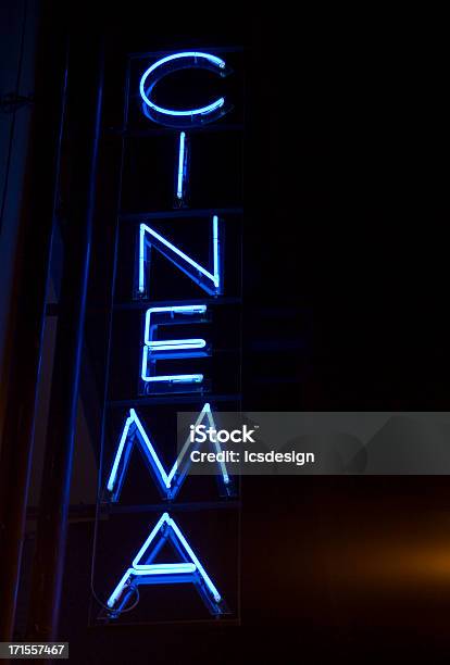 Cinema Neon Sign 02 Stock Photo - Download Image Now - Film Industry, Fluorescent Light, Movie Theater