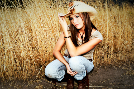 Country girl in sepia.
