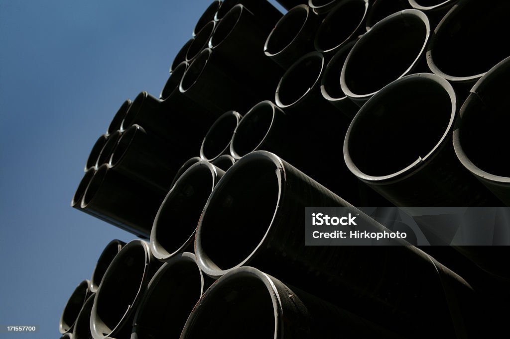 Water well steel pipes in stack Pipe - Tube Stock Photo