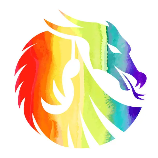 Vector illustration of Rainbow dragon symbol. Icon with the symbol of the year. Simple, modern, and concise design.